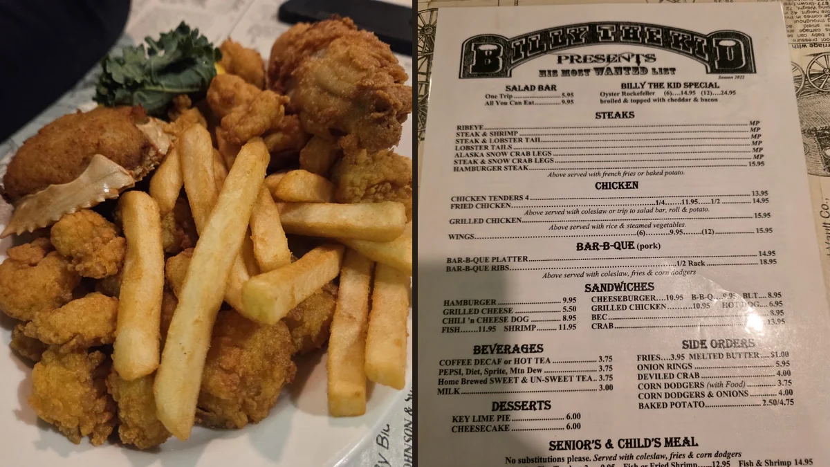 Seafood platters on a restaurant table.